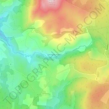 Mappa topografica Coulagnes-Hautes, altitudine, rilievo