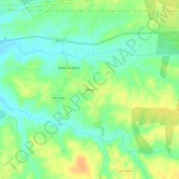 Mappa topografica Olhas, altitudine, rilievo