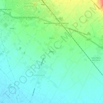 Mappa topografica Tomba, altitudine, rilievo