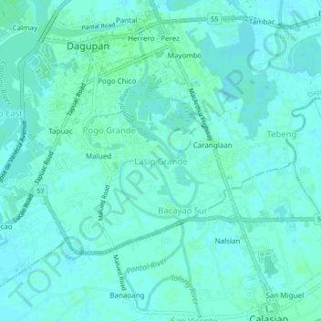 Mappa topografica Lasip Grande, altitudine, rilievo