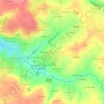 Mappa topografica La Caillerie, altitudine, rilievo