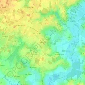 Mappa topografica Les Plateaux, altitudine, rilievo