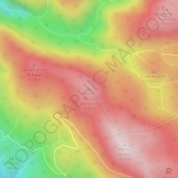 Mappa topografica Monte Pozzo dell'Orno, altitudine, rilievo