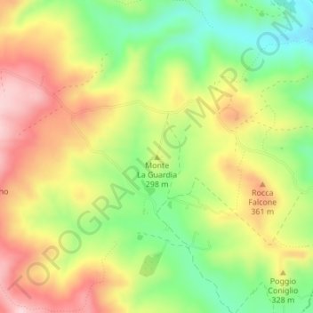 Mappa topografica Monte La Guardia, altitudine, rilievo