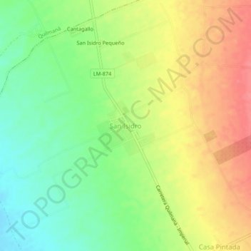 Mappa topografica San Isidro, altitudine, rilievo