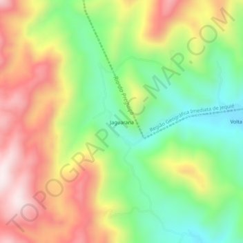 Mappa topografica Jaguarana, altitudine, rilievo