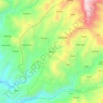 Mappa topografica Barog, altitudine, rilievo
