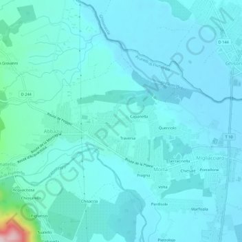 Mappa topografica Casella, altitudine, rilievo