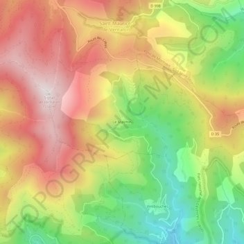 Mappa topografica Le Masmin, altitudine, rilievo