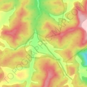Mappa topografica Chilpi, altitudine, rilievo