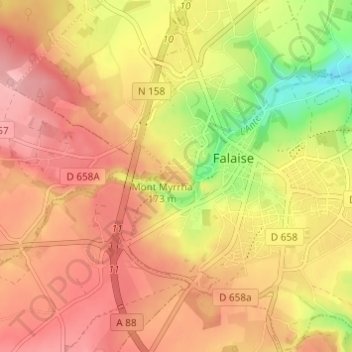 Mappa topografica Mont Myrrha, altitudine, rilievo
