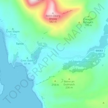 Mappa topografica Kilbride, altitudine, rilievo