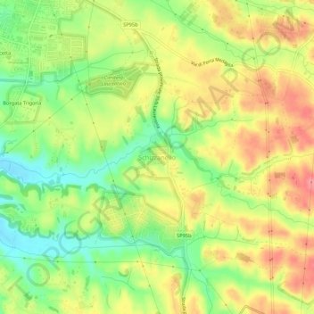 Mappa topografica Schizzanello, altitudine, rilievo