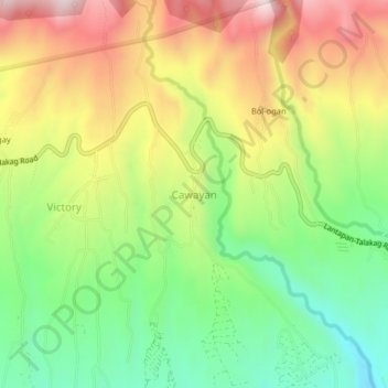 Mappa topografica Cawayan, altitudine, rilievo
