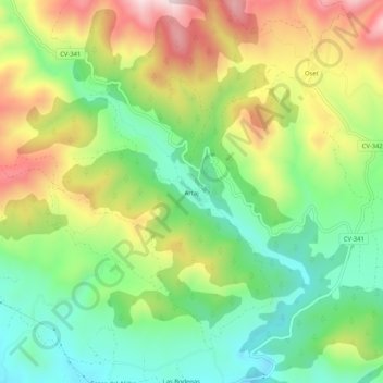 Mappa topografica Artaj, altitudine, rilievo