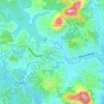 Mappa topografica Minkoameyos, altitudine, rilievo