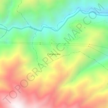 Mappa topografica Campucana, altitudine, rilievo
