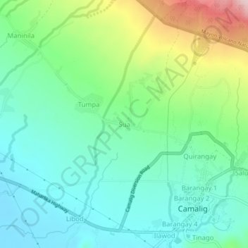 Mappa topografica Sua, altitudine, rilievo