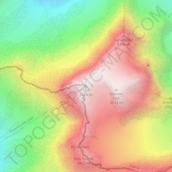 Mappa topografica Tödi, altitudine, rilievo