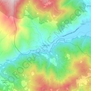Mappa topografica Volterrano, altitudine, rilievo