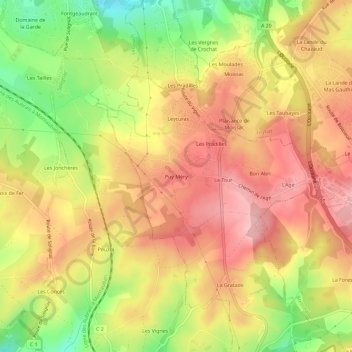 Mappa topografica Puy Méry, altitudine, rilievo