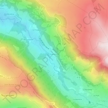 Mappa topografica Espinouze, altitudine, rilievo