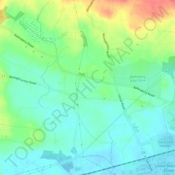 Mappa topografica Magheragall, altitudine, rilievo