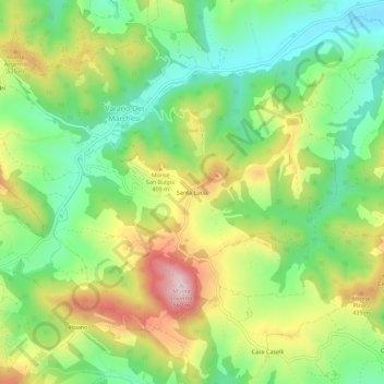 Mappa topografica Santa Lucia, altitudine, rilievo