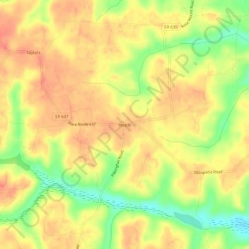 Mappa topografica Hustle, altitudine, rilievo