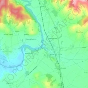 Mappa topografica Giovi, altitudine, rilievo