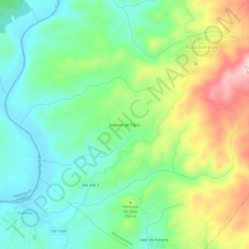 Mappa topografica Valbom de Figos, altitudine, rilievo