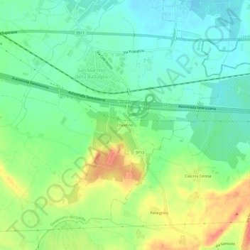 Mappa topografica Chiodino, altitudine, rilievo