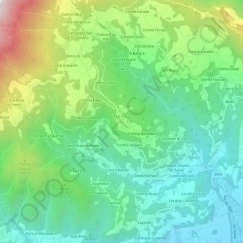 Mappa topografica Contrà Sant' Ulderico, altitudine, rilievo