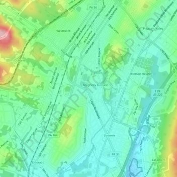 Mappa topografica South Altoona, altitudine, rilievo