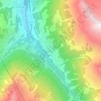 Mappa topografica Ayer, altitudine, rilievo