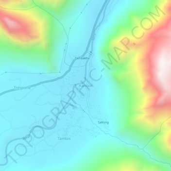 Mappa topografica Kanoor, altitudine, rilievo