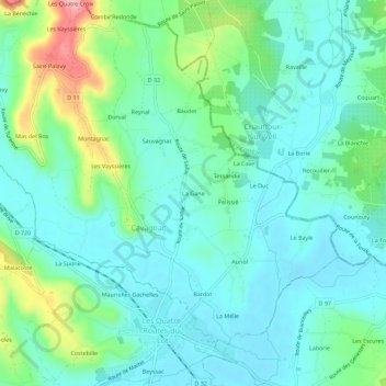 Mappa topografica La Gane, altitudine, rilievo