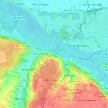 Mappa topografica Mont Soreau, altitudine, rilievo