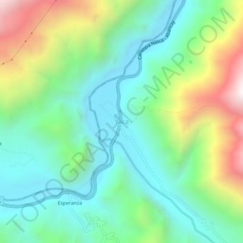 Mappa topografica Yaca, altitudine, rilievo