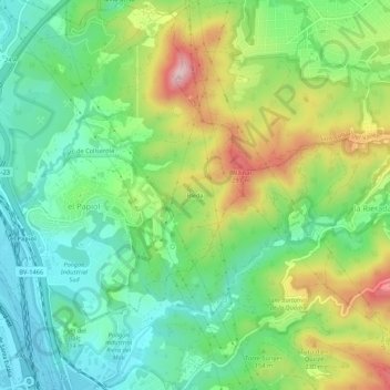 Mappa topografica Bleda, altitudine, rilievo