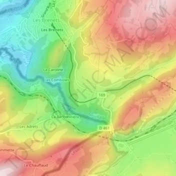 Mappa topografica Le Bas-des-Frêtes, altitudine, rilievo