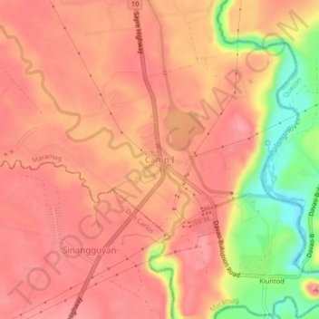 Mappa topografica Camp I, altitudine, rilievo