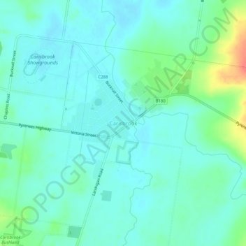 Mappa topografica Carisbrook, altitudine, rilievo