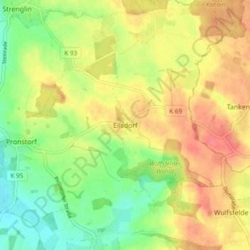 Mappa topografica Eilsdorf, altitudine, rilievo