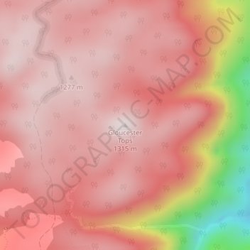 Mappa topografica Gloucester Tops, altitudine, rilievo