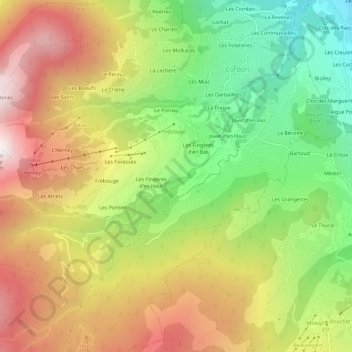 Mappa topografica Les Riches, altitudine, rilievo