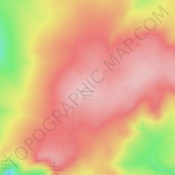 Mappa topografica Bleaklow Head, altitudine, rilievo