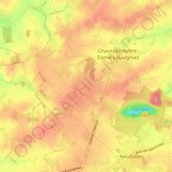 Mappa topografica Louvignies, altitudine, rilievo