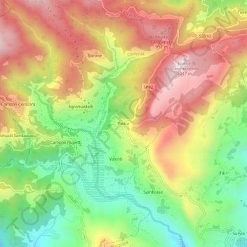 Mappa topografica Pietra, altitudine, rilievo