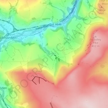 Mappa topografica Lumbutts, altitudine, rilievo